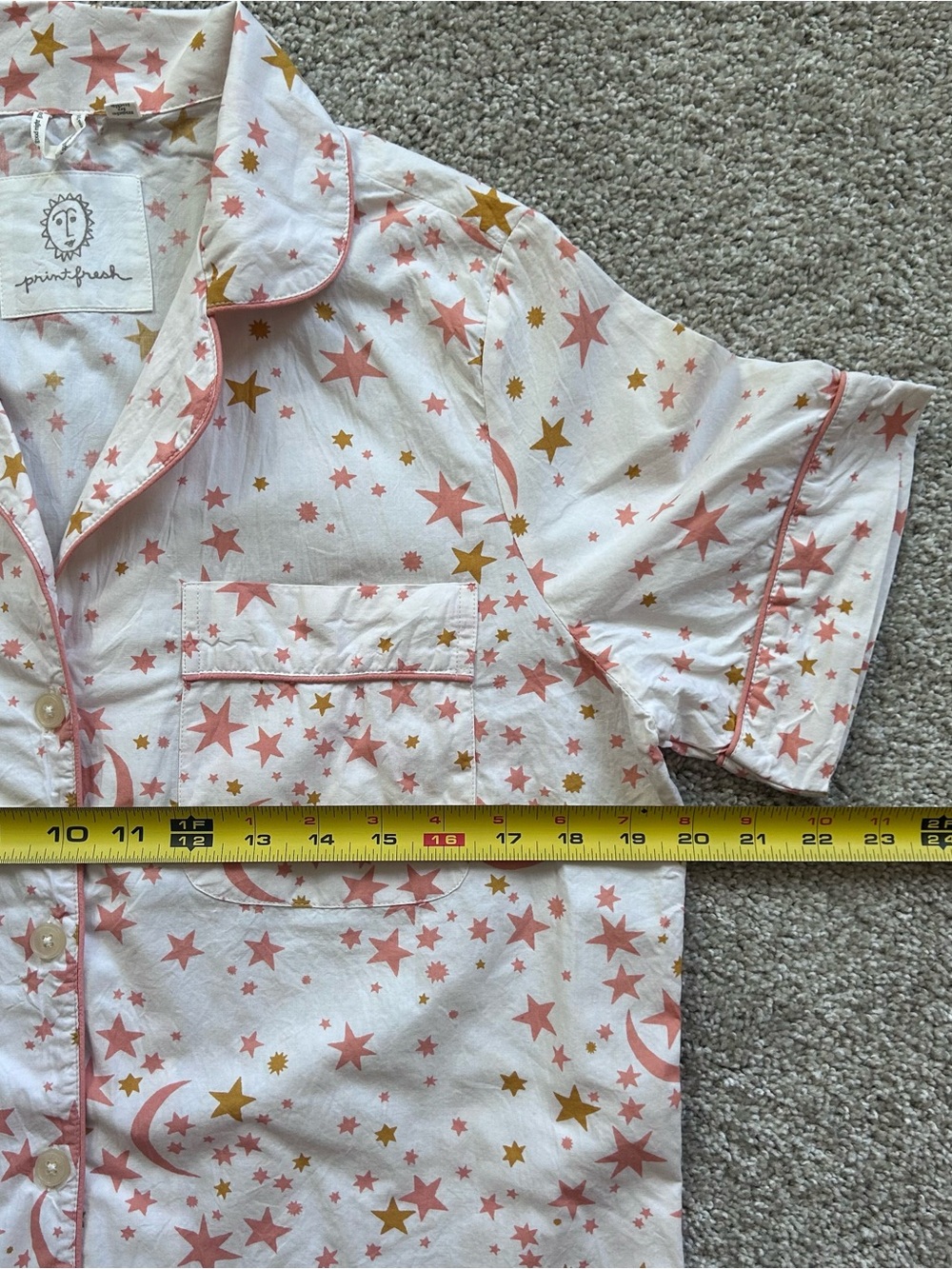 Printfresh Celestial Stars Moon Pajama Set XS Pink Gold Cotton Short Sleeve - Picture 5 of 12
